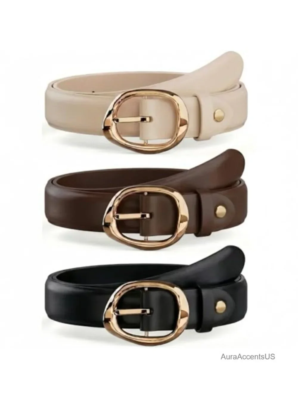 Women's Genuine Leather Belt 3 Pack, 1.1